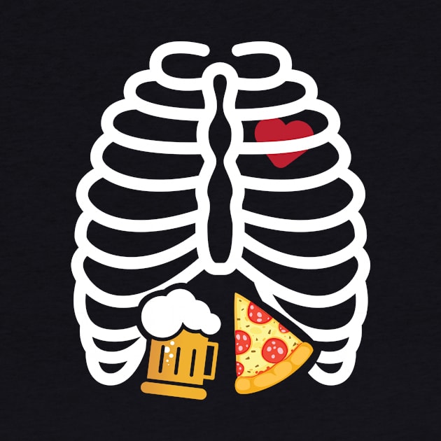 Beer & Pizza - Skeleton - 2017 Halloween Costume Shirt by BKFMerch